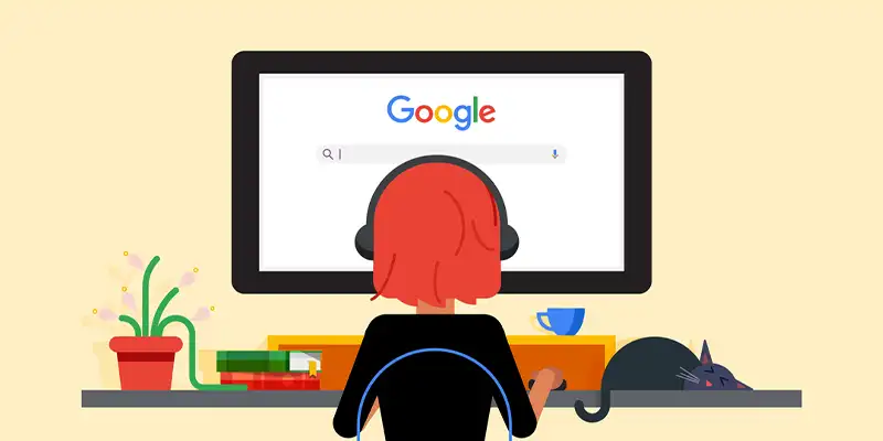 تصوير نماد جستجو در گوگل براي نشان دادن اهميت ديده شدن کسب و کارها در فضاي آنلاين